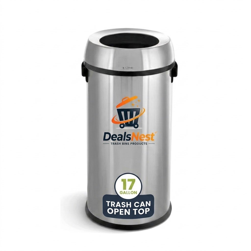 p4.jpg DealsNest 17 Gallon Stainless Steel Round Open Top Waste Receptacle - Image 1