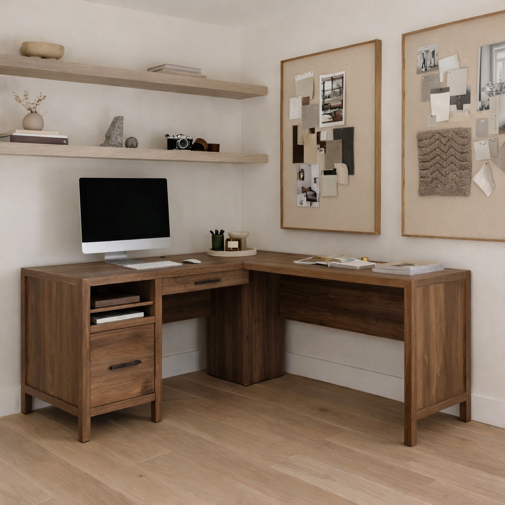 wooden-l-shaped-office-desk-with-storage-drawers-and-corner-workspace-for-home-office-1.png Desk with Drawers - Image 1